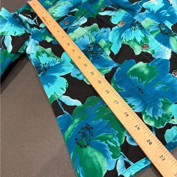 French Laundry Teal Floral Jean Jacket - Picture 8 of 12